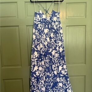 Zara Blue and White Floral Maxi Dress